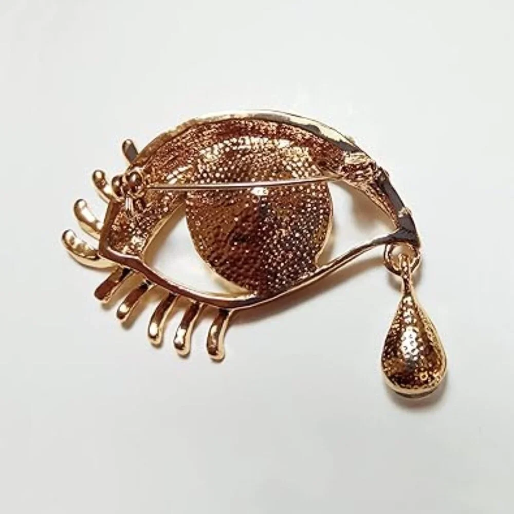 Big Blue Eye Rhinestone Brooch Pin Stunning Lapel Pin Brand New‎ !!